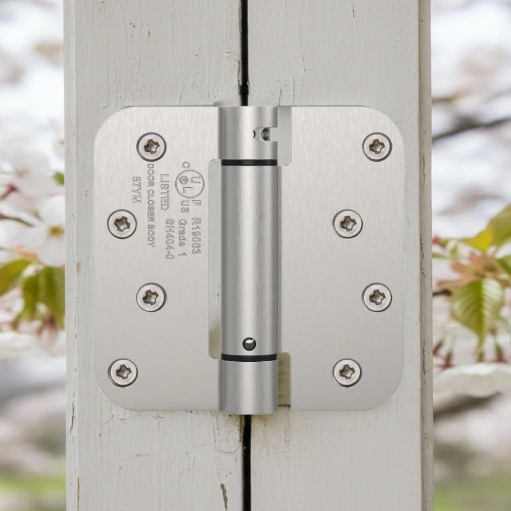 Self Closing Door Hinges 4 Inch Spring Hinge, 5/8" Radius Corners, Auto Close, Heavy Duty for Interior & Fire Rated Doors  (2 Pcs)