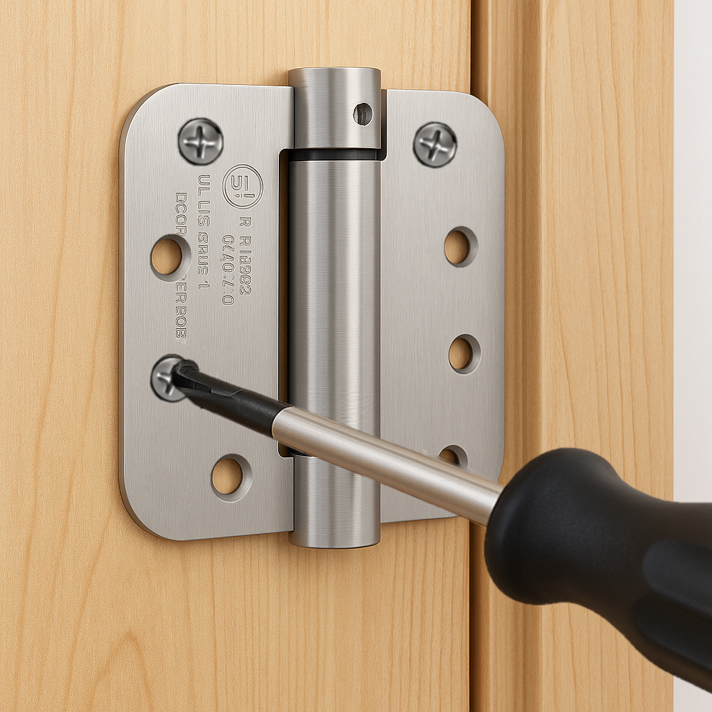 Self Closing Door Hinges 4 Inch Spring Hinge, 5/8" Radius Corners, Auto Close, Heavy Duty for Interior Fire Rated Doors (3 Pcs)